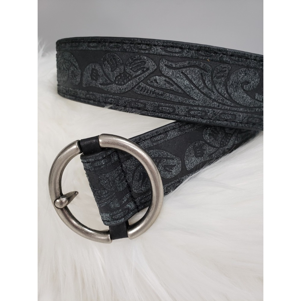 Vera Pelle Leather Belt Vintage Tooled western hippie boho y2k scroll distressed